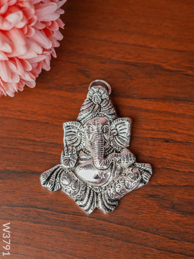 White Metal Ganesha Wall Hanging (Silver Finish) - W3791 Divine Figurines