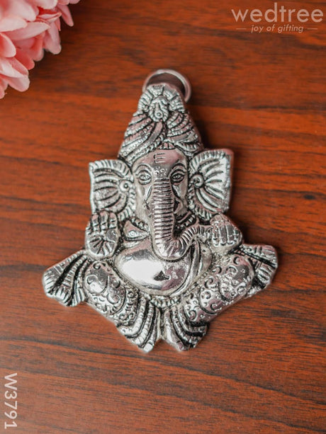 White Metal Ganesha Wall Hanging (Silver Finish) - W3791 Divine Figurines