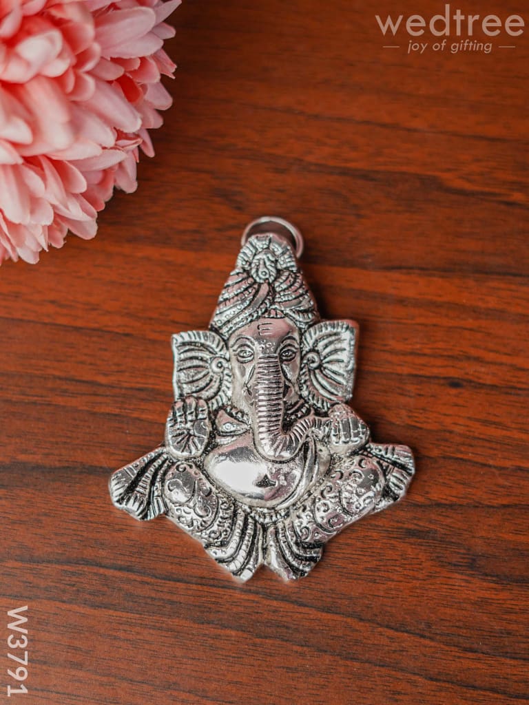 White Metal Ganesha Wall Hanging (Silver Finish) - W3791 Divine Figurines