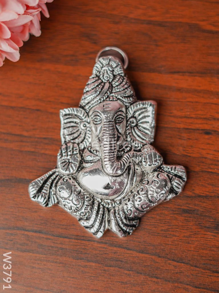 White Metal Ganesha Wall Hanging (Silver Finish) - W3791 Divine Figurines