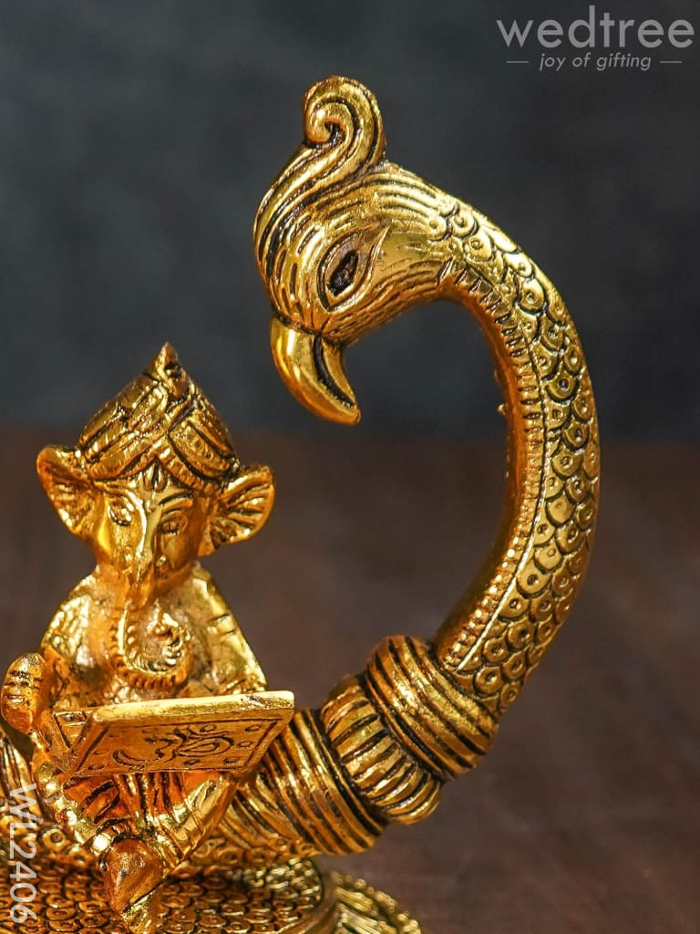 White Metal Ganesha With Laptop - Wl2406