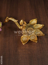 White Metal Gold Finish Arati Stand - W4604 Metal Pooja Utility