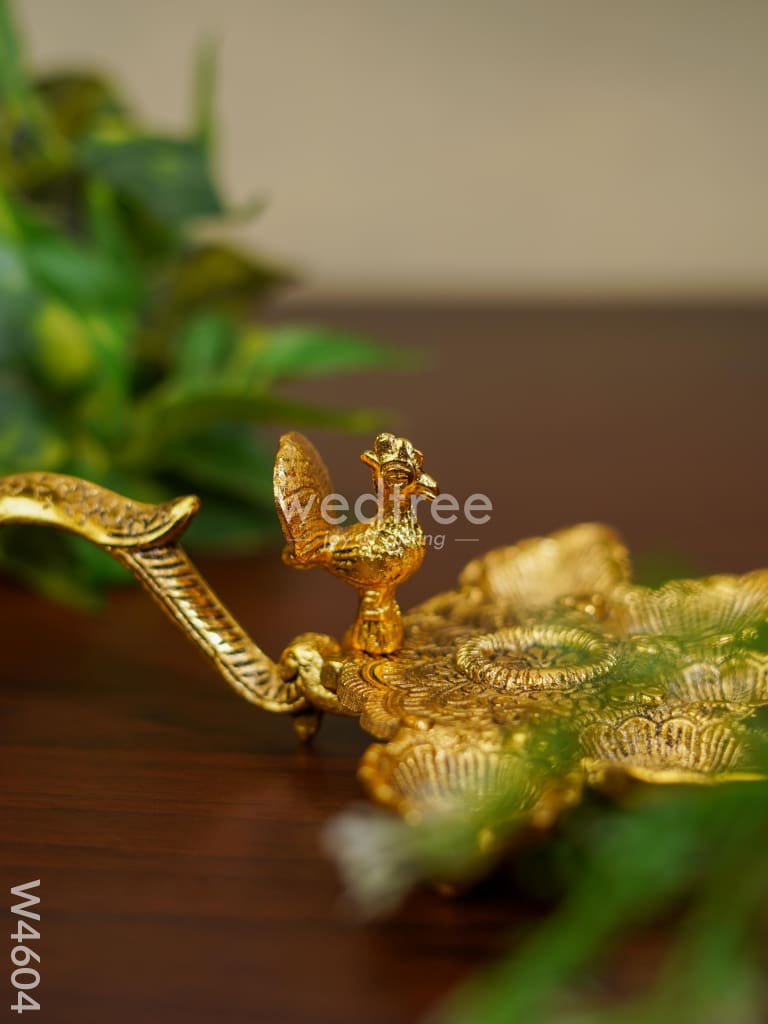 White Metal Gold Finish Arati Stand - W4604 Pooja Utilities