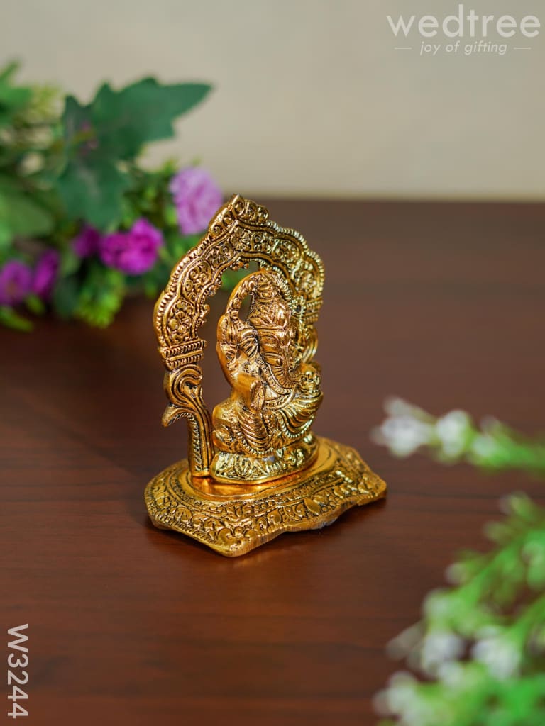 White Metal Gold Finish Ganesha - W3244 Divine Figurines