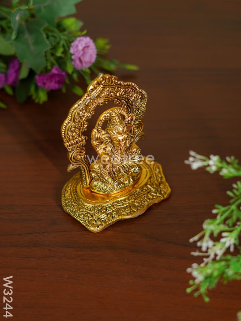 White Metal Gold Finish Ganesha - W3244 Divine Figurines