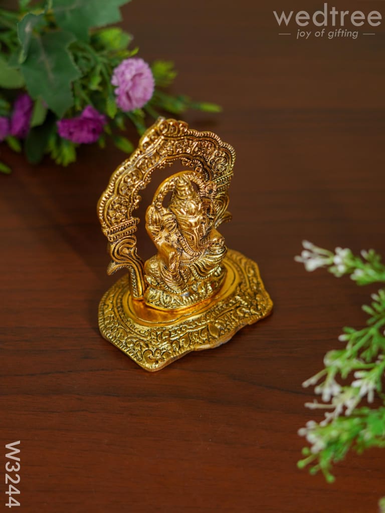 White Metal Gold Finish Ganesha - W3244 Divine Figurines