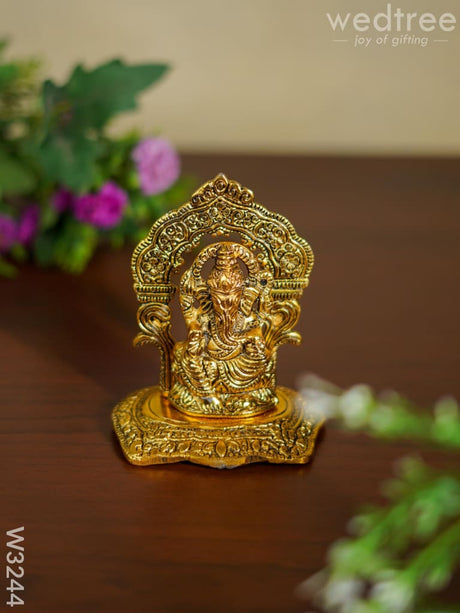 White Metal Gold Finish Ganesha - W3244 Divine Figurines