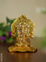 White Metal Gold Finish Ganesha - W3244 Divine Figurines