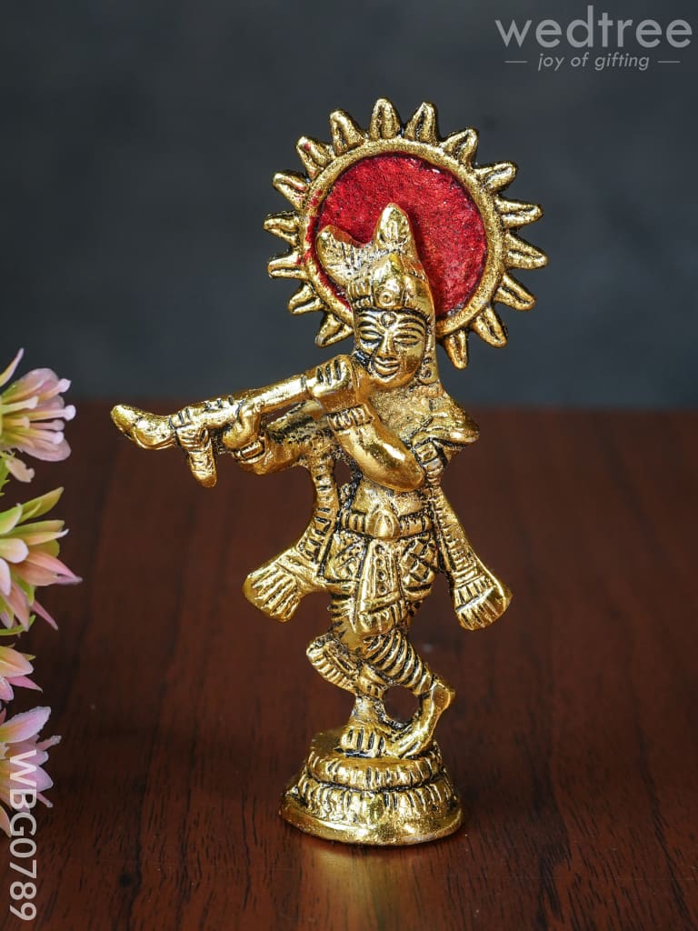 White Metal Gold Finish Krishna - Wbg0789 Divine Figurines