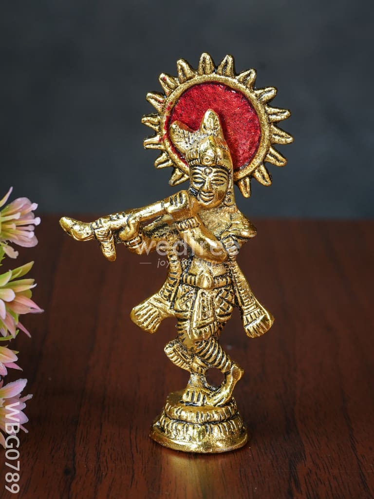 White Metal Gold Finish Krishna - Wbg0789 Divine Figurines