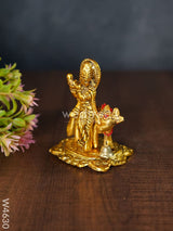 White Metal Gold Finish Krishna With Cow - W4630 Divine Figurines