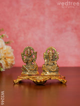 White Metal Gold Lakshmi Ganesha With Diya Divine Figurines