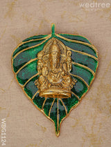 White Metal Green Leaf Ganesha Wall Hanging - Wbg1124 Divine Figurines