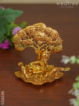 White Metal Laddu Gopal With Tree Gold Finish - W3955 Divine Figurines