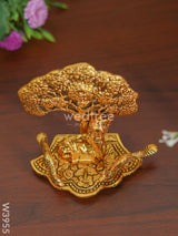 White Metal Laddu Gopal With Tree Gold Finish - W3955 Divine Figurines