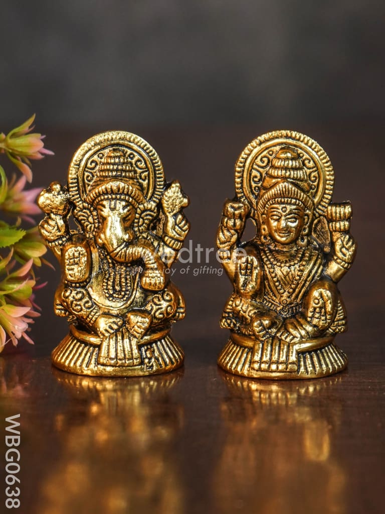 White Metal Lakshmi-Ganesha Idol - Wbg0638 Divine Return Gifts