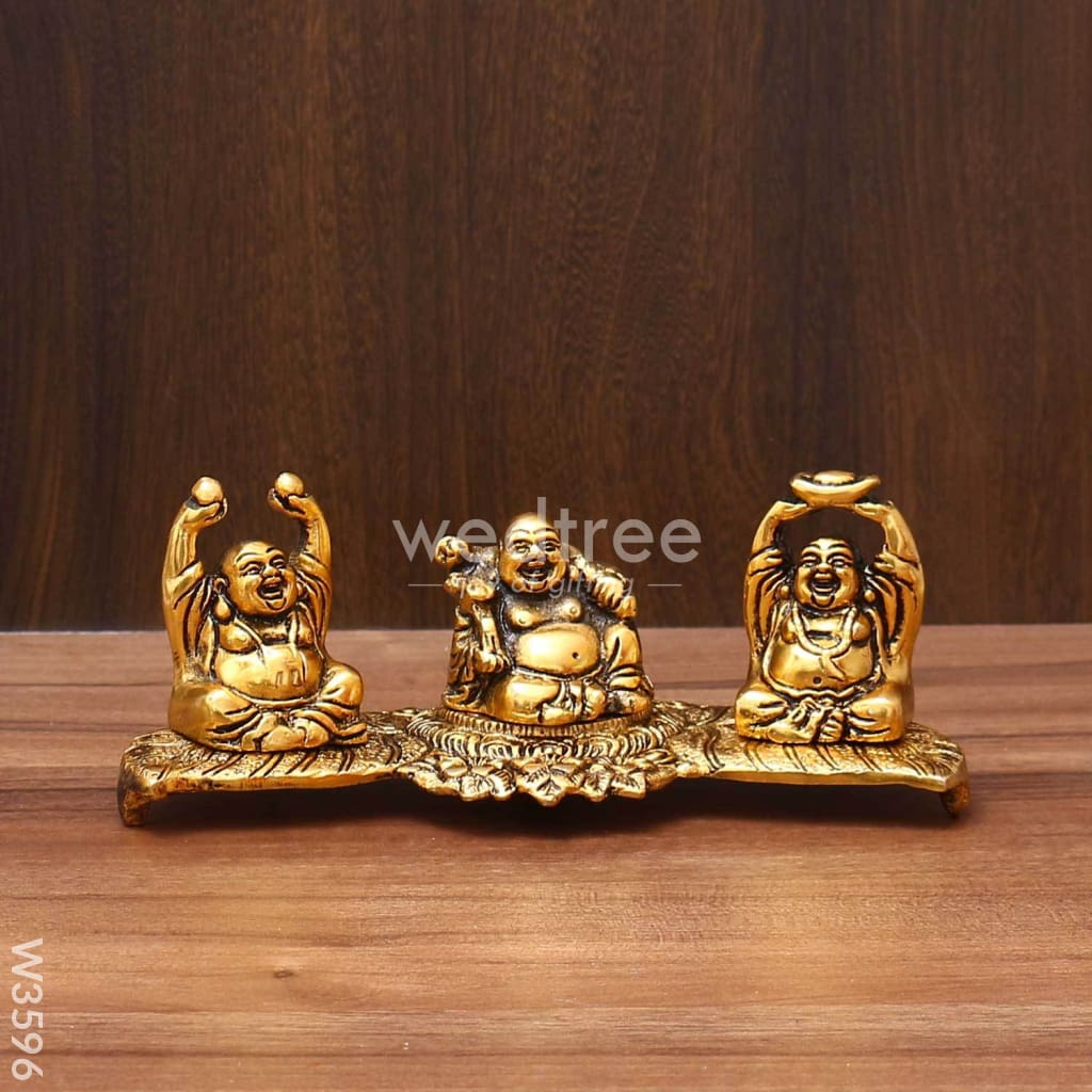 White Metal Laughing Buddha Gold Finish - W3596 Home Decors