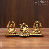 White Metal Laughing Buddha Gold Finish - W3596 Home Decors