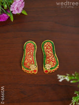 White Metal Meenakari Paduka - W3999 Divine Figurines