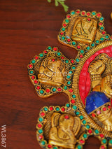 White Metal Navaganesha Wall Hanging With Multi-Colour Stone Work - Wl3867