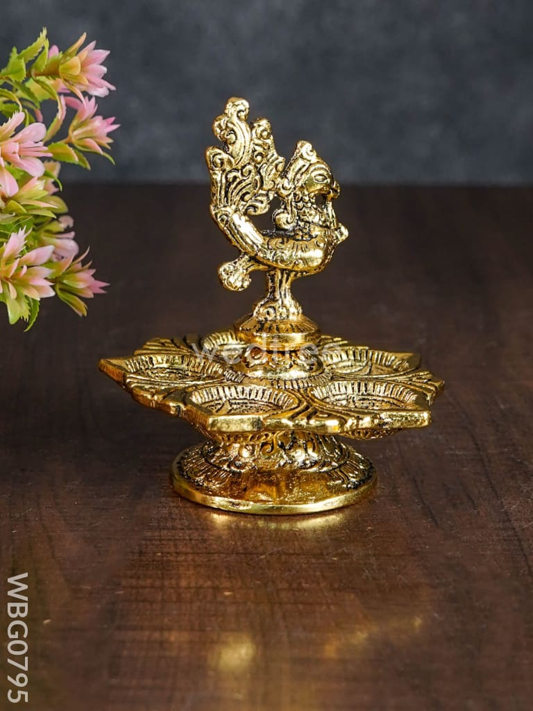 White Metal Peacock 5 Face Diya - Wbg0795 Divine Figurines