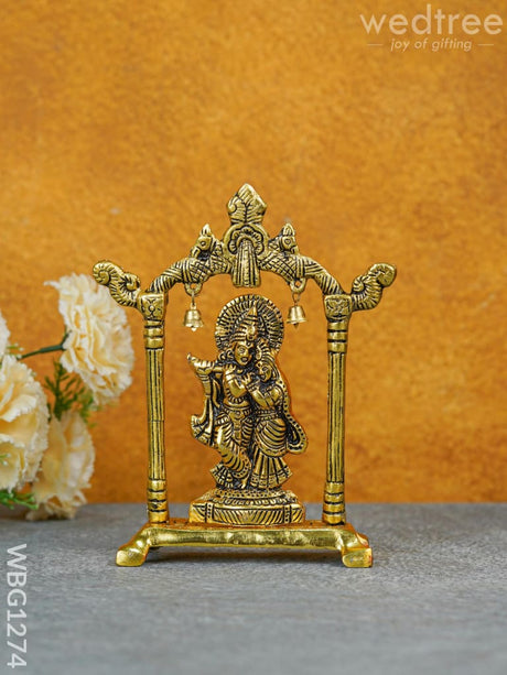 White Metal Radha-Krishna Arch With Bells - Wbg1274 Metal Figurine