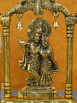 White Metal Radha-Krishna Arch With Bells - Wbg1274 Metal Figurine