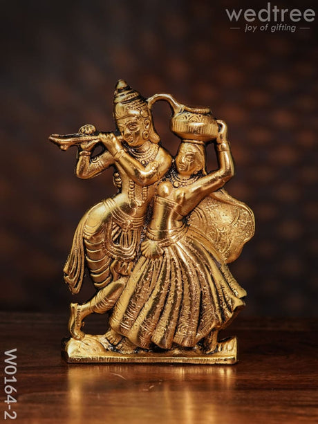 White Metal Radha Krishna Matki - W0164 Golden Finish Divine Figurines