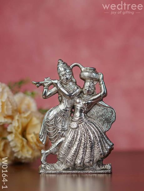 White Metal Radha Krishna Matki - W0164 Silver Finish Divine Figurines