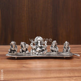 White Metal Musical Ganesha - W3590 Home Decors