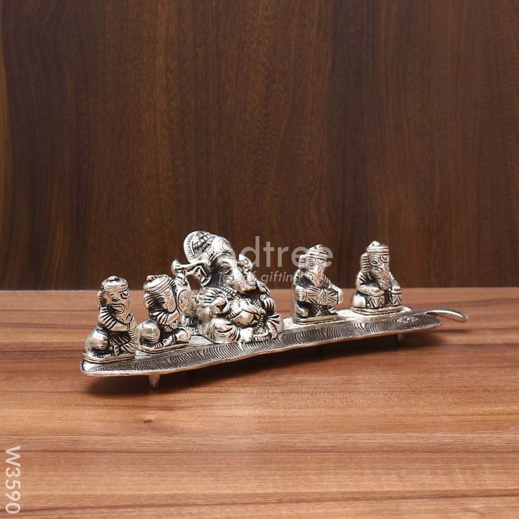 White Metal Musical Ganesha - W3590 Home Decors