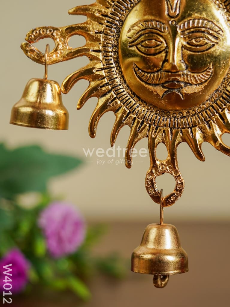 White Metal Suraj With Bell Gold Oxidised Finish - W4012 Divine Figurines