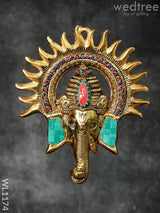 White Metal Surya Kiran Ganesha With Stone Work - Big Wl1174