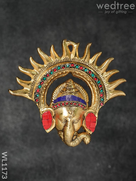 White Metal Surya Kiran Ganesha With Stone Work - Small Wl1173