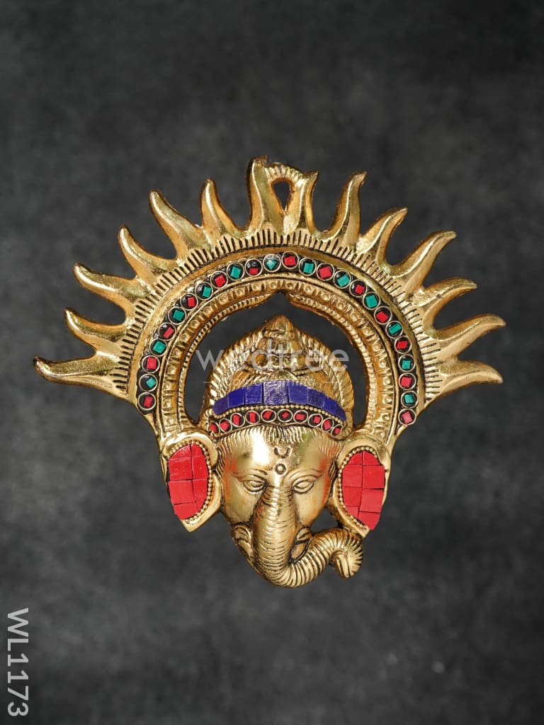 White Metal Surya Kiran Ganesha With Stone Work - Small Wl1173