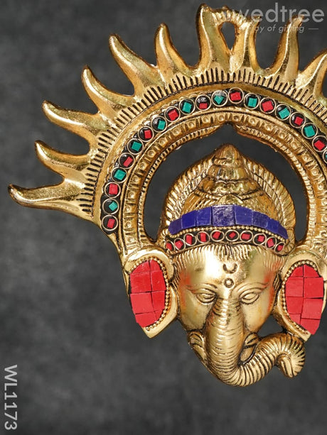 White Metal Surya Kiran Ganesha With Stone Work - Small Wl1173