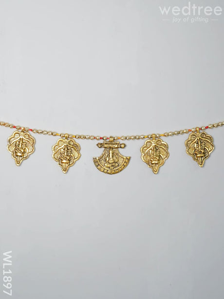 White Metal Thoran - Ganesh Motifs (Antique Gold Finish) Thorans