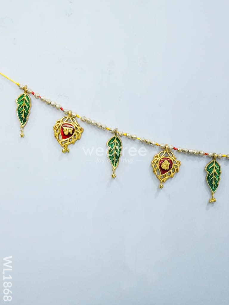 White Metal Thoran - Kundan Shaped Red Motifs Thorans