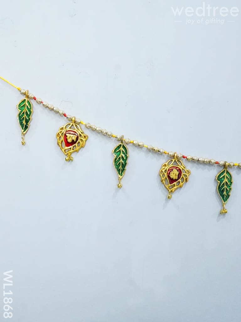 White Metal Thoran - Kundan Shaped Red Motifs Thorans