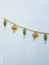 White Metal Thoran - Kundan Shaped Red Motifs Thorans