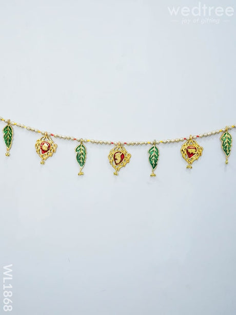 White Metal Thoran - Kundan Shaped Red Motifs Thorans