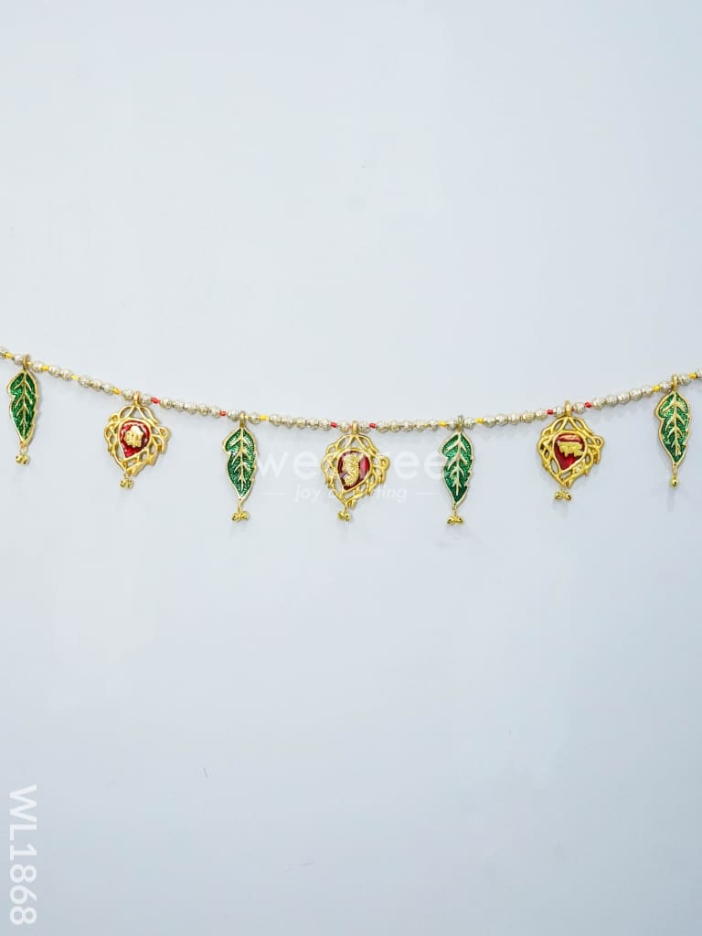 White Metal Thoran - Kundan Shaped Red Motifs Thorans