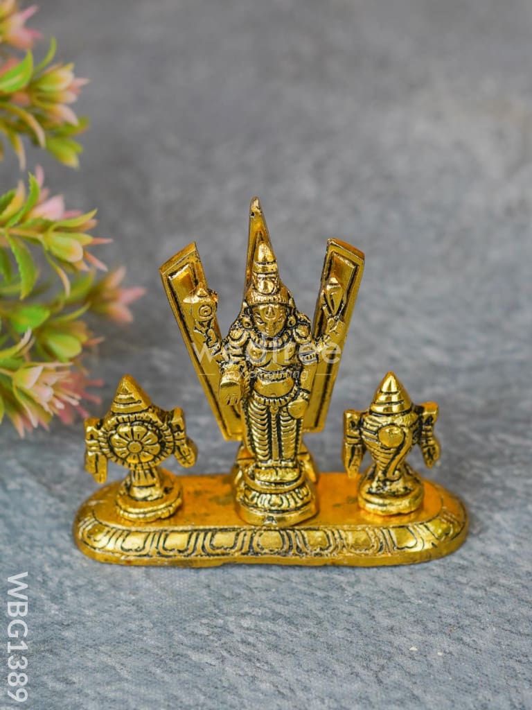 White Metal Tirupathi Balaji Shank Chakra Nama On Oval Base - Wbg1389 Metal Figurine