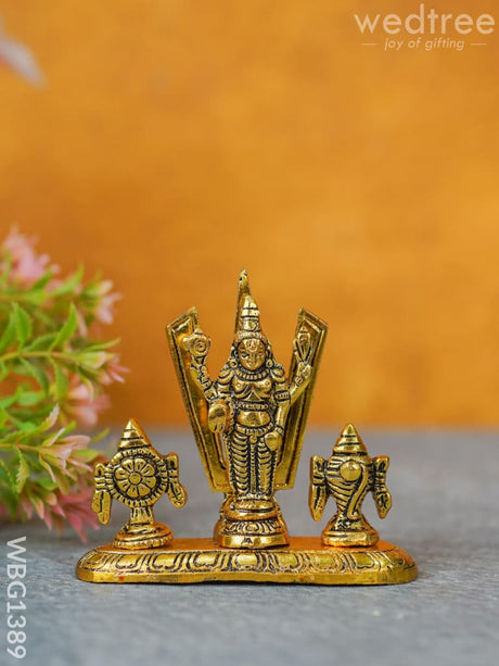 White Metal Tirupathi Balaji Shank Chakra Nama On Oval Base - Wbg1389 Metal Figurine