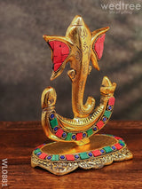 White Metal U Shaped Ganesha With Gold Finish - Wl0881