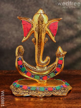 White Metal U Shaped Ganesha With Gold Finish - Wl0881