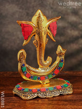 White Metal U Shaped Ganesha With Gold Finish - Wl0881