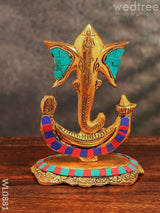 White Metal U Shaped Ganesha With Gold Finish - Wl0881