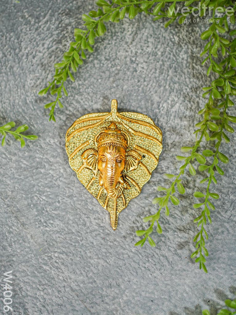 White Metal Leaf Ganesha Face - Gold Finish W4006 Divine Figurines