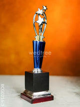 Wooden Blue Trophy With 3 Stars - Bcg0216 16 Inch Branding